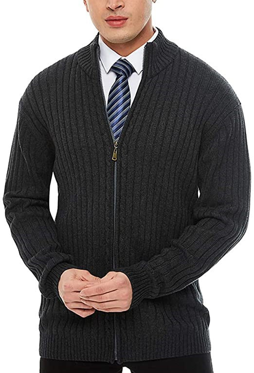 Men's knit jacket with modern zip closure details and a fine ribbed pattern Lune London