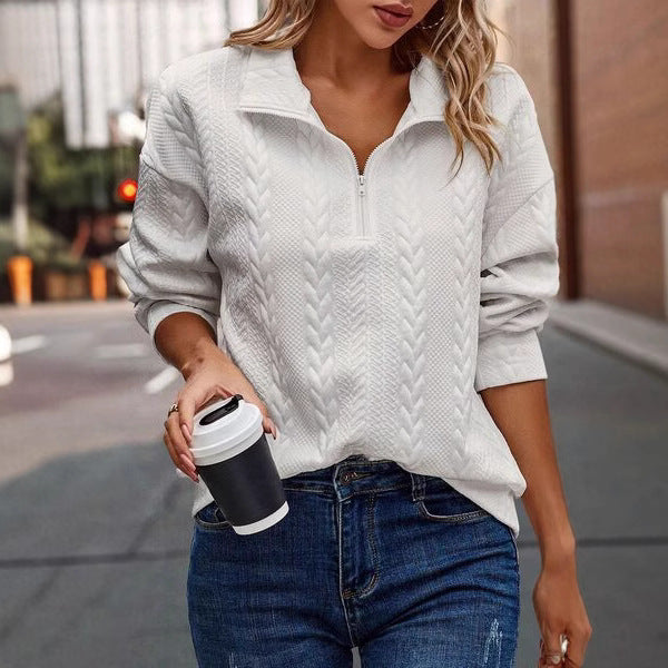 Knit sweater for women with high collar and zipper Lune London