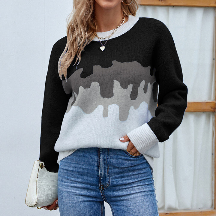 Modern sweater for women with a creative color gradient and round neckline Lune London
