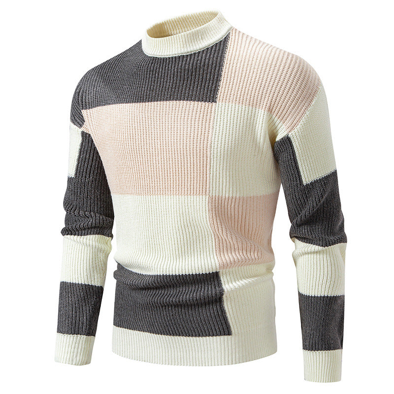 Elegant turtleneck sweater for men with structured checkered pattern Lune London