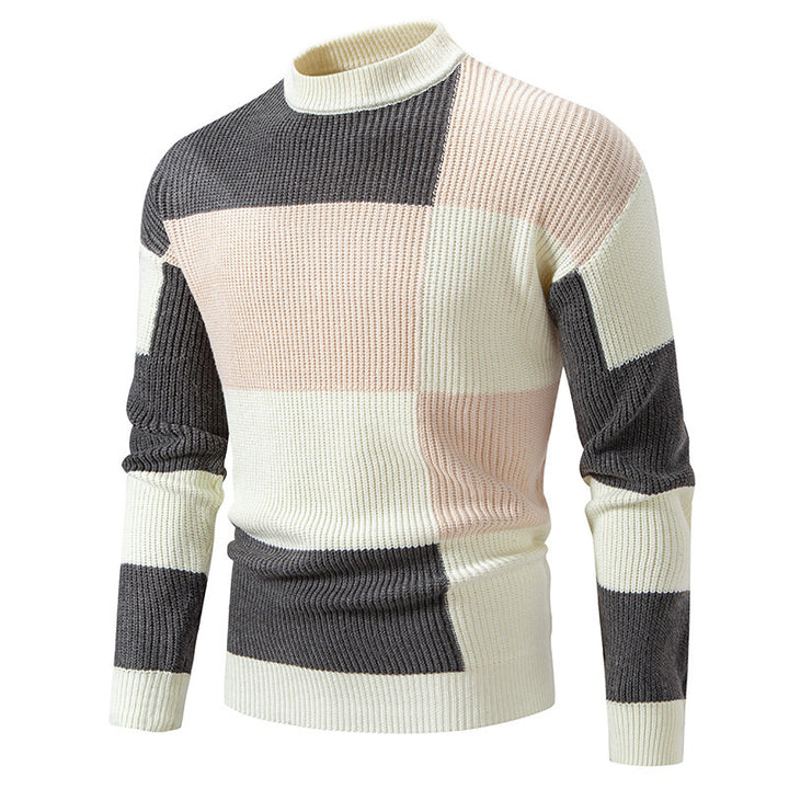 Elegant turtleneck sweater for men with structured checkered pattern Lune London