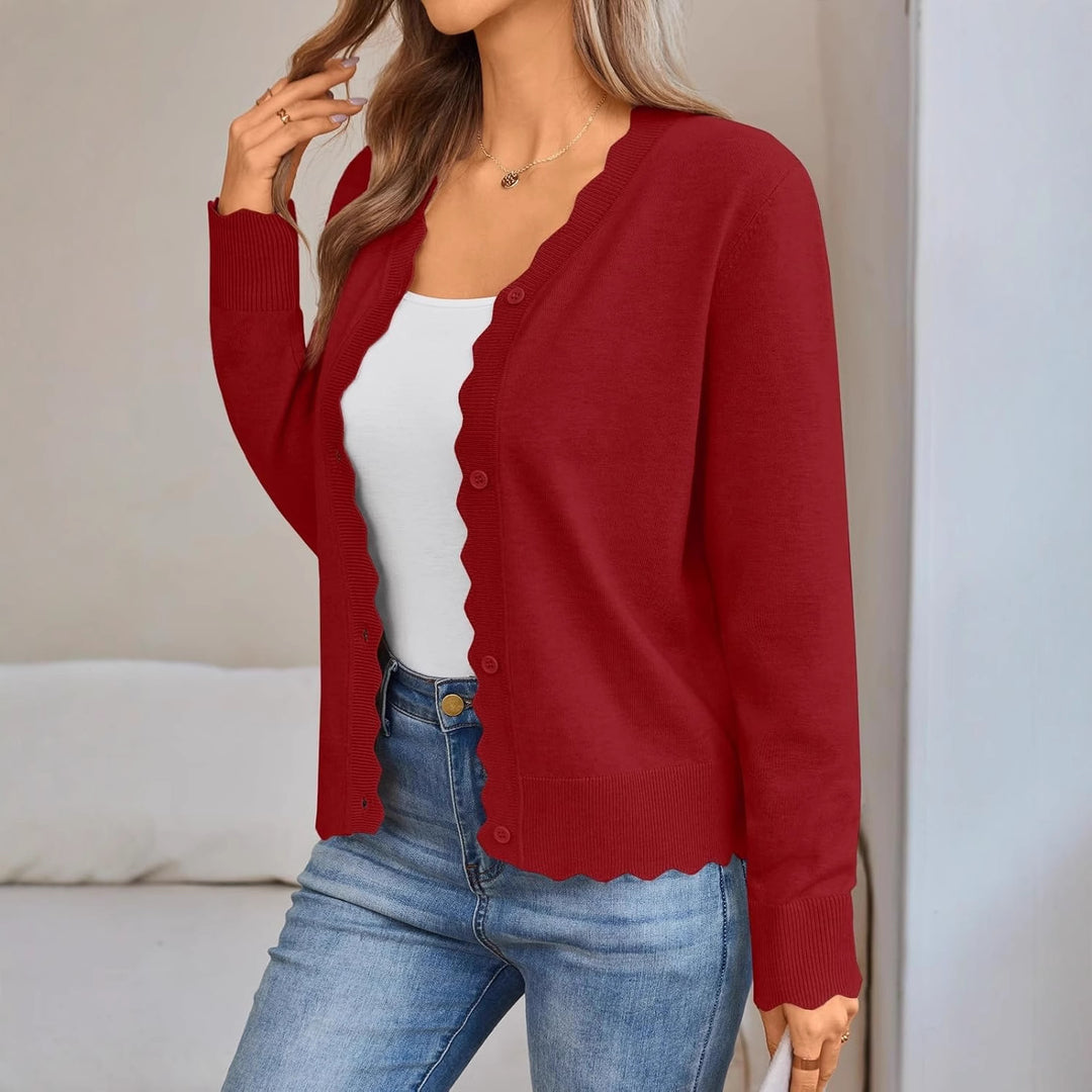 Women casual knit cardigan with wavy edge Lune London