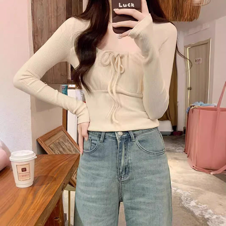 Women's Long Sleeve Top with Ruched Collar Chic & Stil