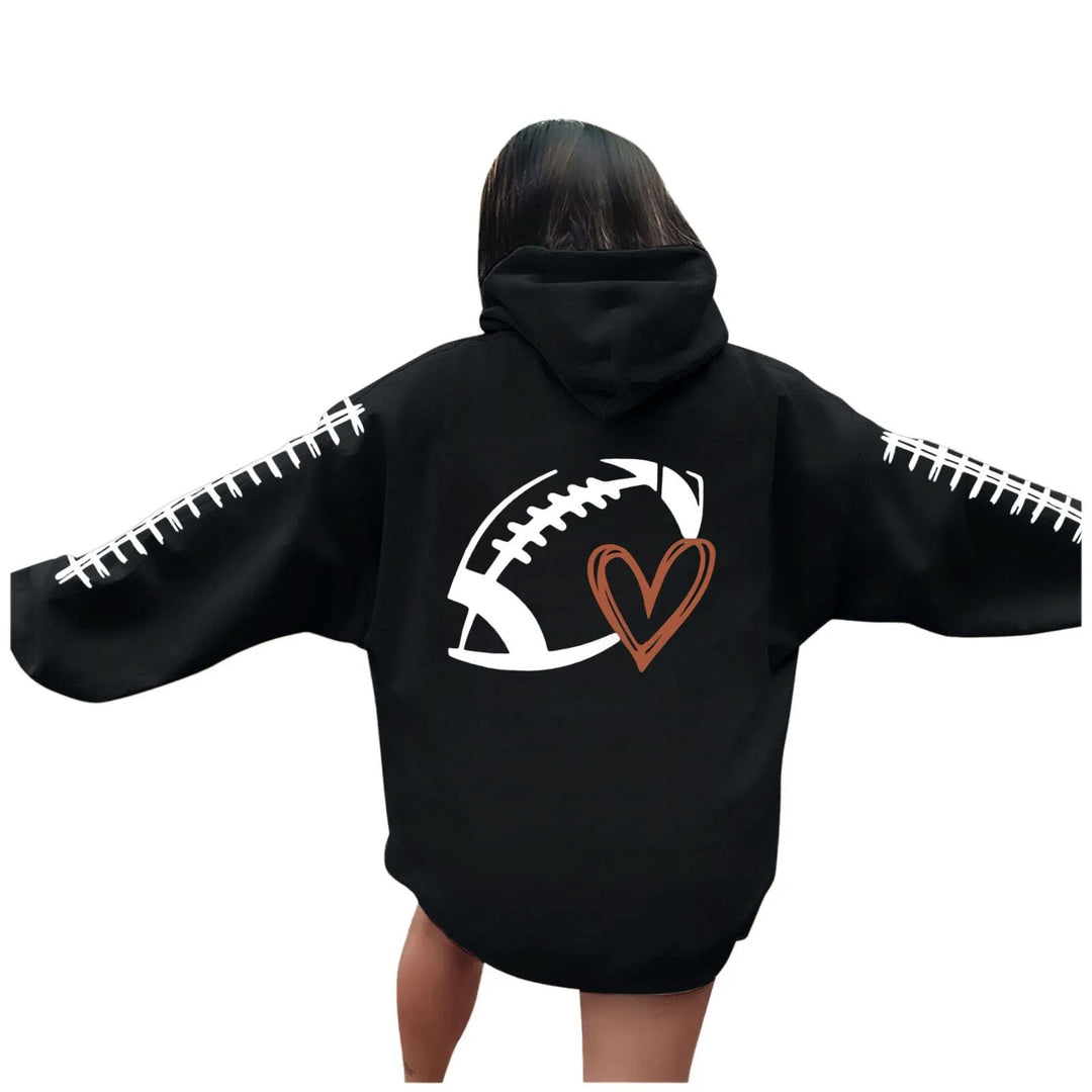 Sweat à capuche pour femmes avec motif de football créatif et coupe décontractée Chic & Stil