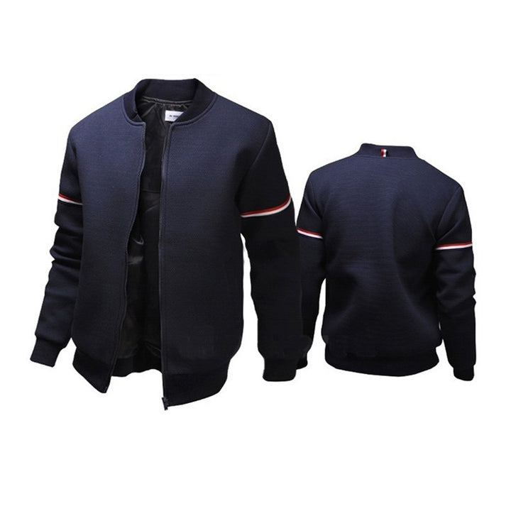 Men's zip-up sports jacket with textured surface and contrasting stripes Lune London