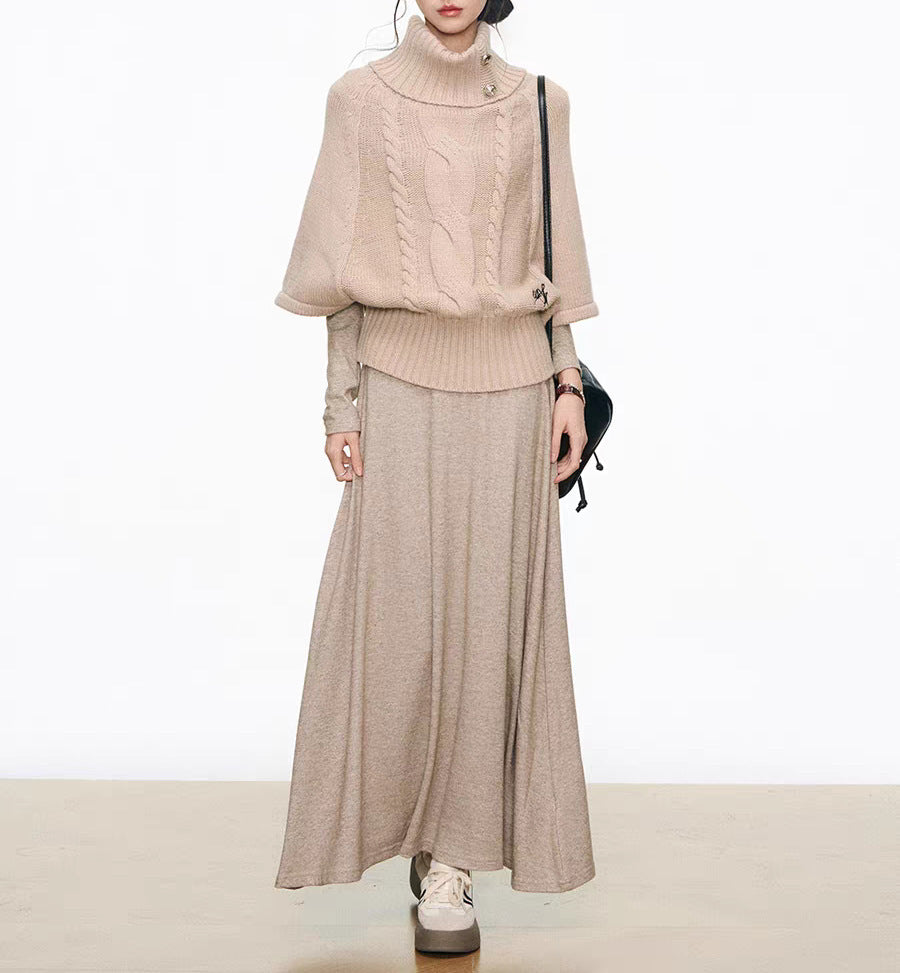 Knit dress for women with voluminous sleeves and an elegant turtleneck Lune London