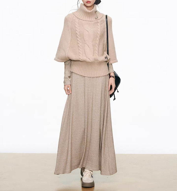 Knit dress for women with voluminous sleeves and an elegant turtleneck Lune London