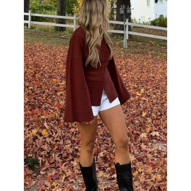 Ladies Oversized Knit Cardigan with Long Sleeves Lune London