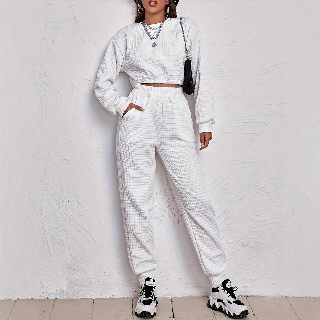 Ensemble décontracté pour femmes avec design matelassé et taille élastique Chic & Stil
