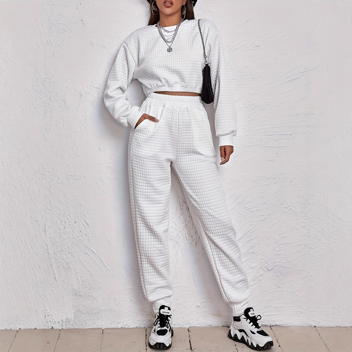 Ensemble décontracté pour femmes avec design matelassé et taille élastique Chic & Stil