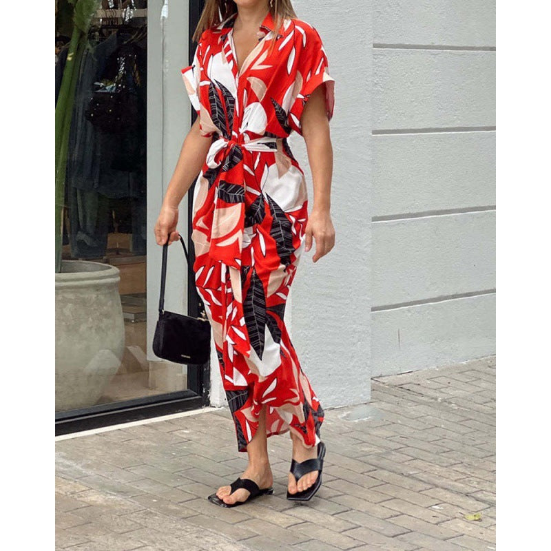 Women Midi Buttoned Dress Tropical Print Lune London