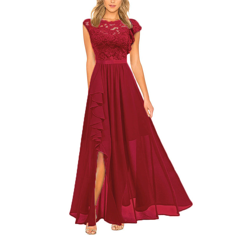 Ladies Elegant Evening Dress in Lace and Chiffon Lune London