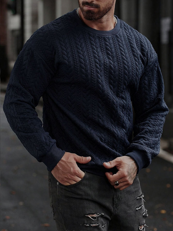 Men's Knitted Sweater with Textured Pattern Lune London