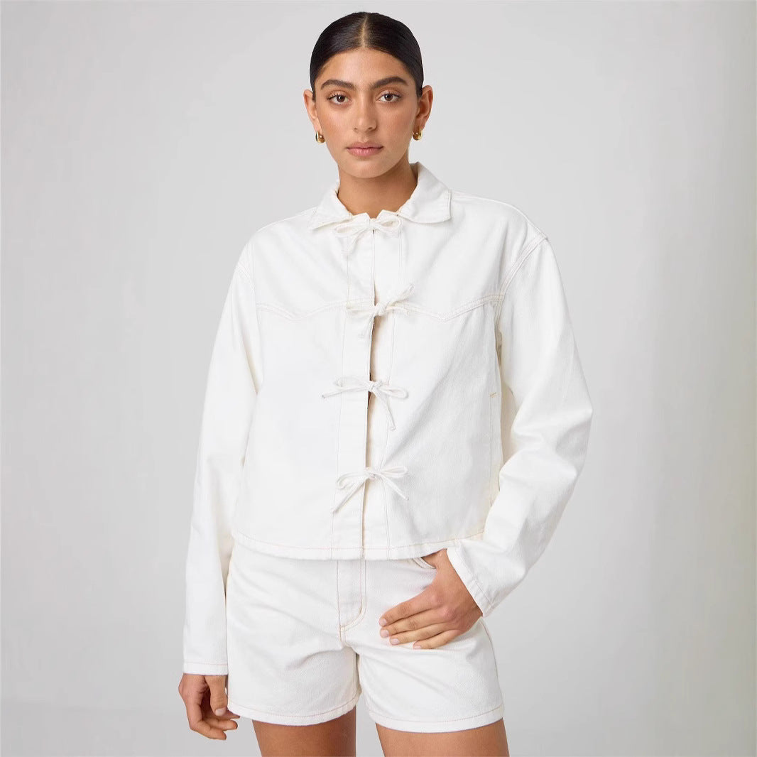 Women’s Modern Denim Blazer with Tied Belt Lune London