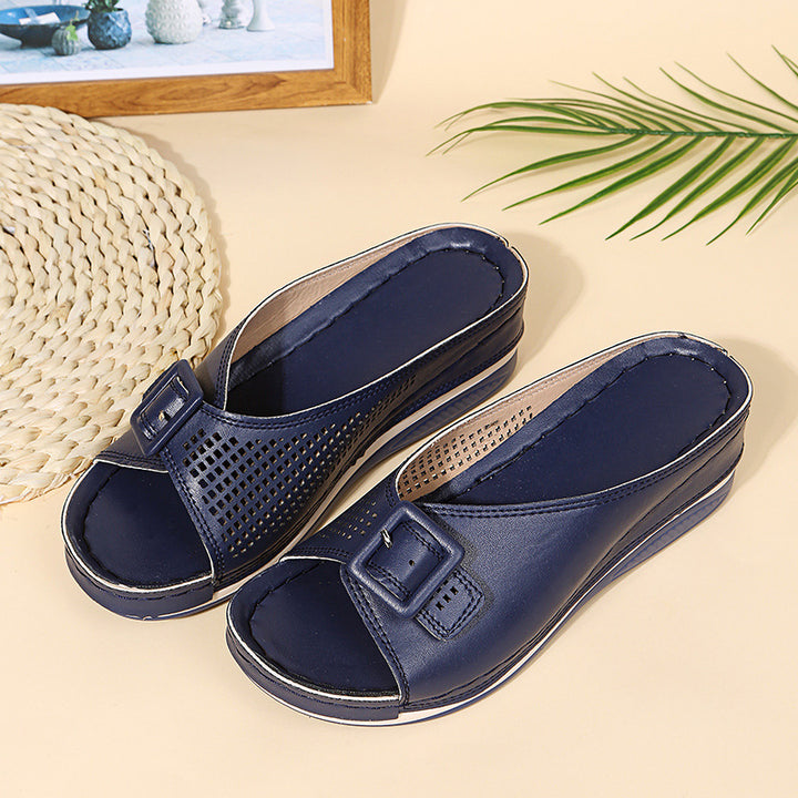 Comfortable wedge sandals for women with trendy buckle Lune London