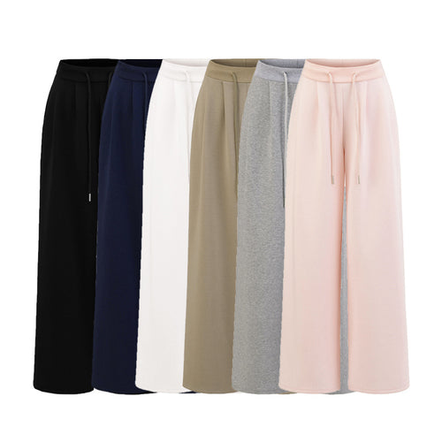 Wide jogger pants for women with elastic waist and decorative drawstring Lune London