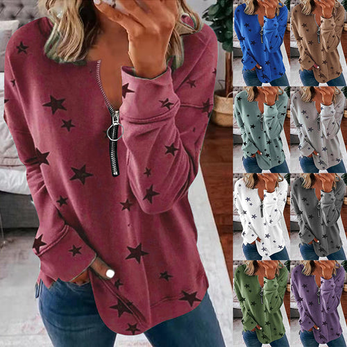 Women's hoodie with zip and star pattern Lune London