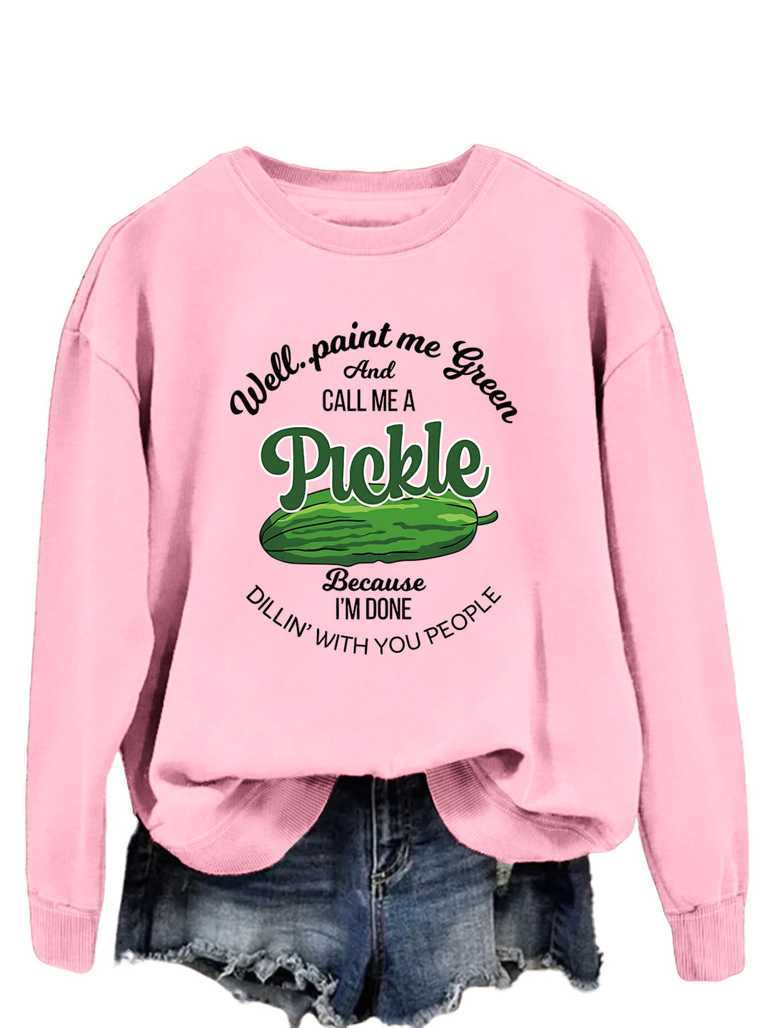 Sweat-shirt femme avec un motif de concombre amusant et un imprimé créatif Chic & Stil