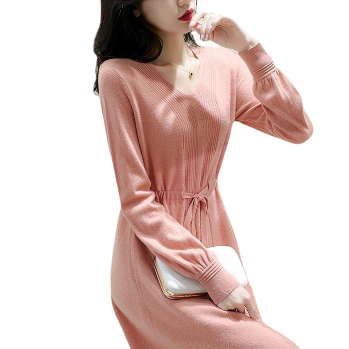 Robe en tricot pour femmes avec ceinture ajustable et haut finement texturé Chic & Stil