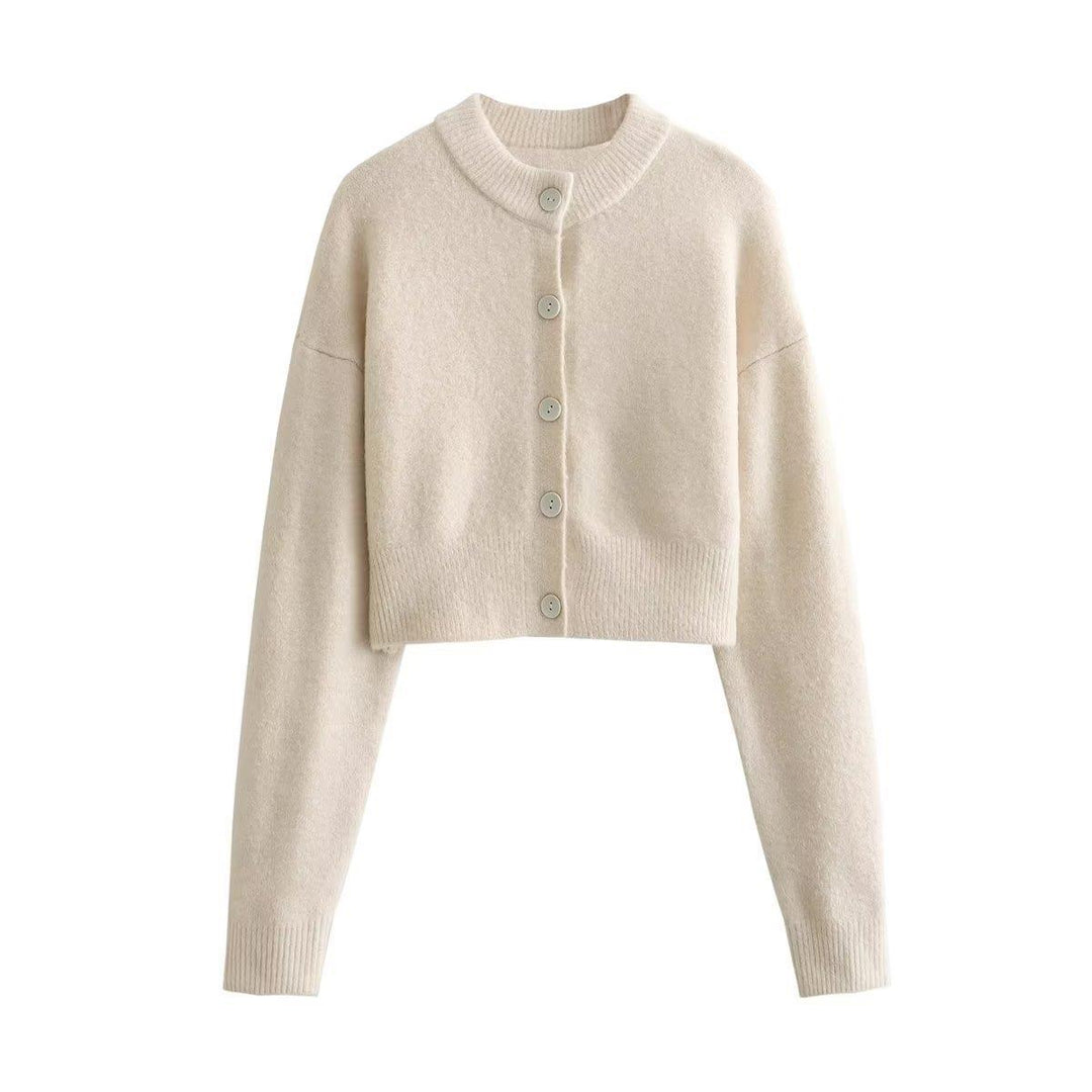 Cropped knit jacket for women with modern buttons Lune London