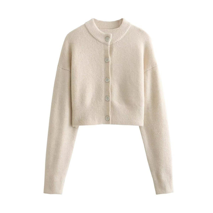 Cropped knit jacket for women with modern buttons Lune London