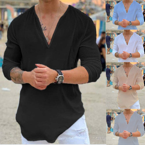 Casual long sleeve shirt for men with V neck Lune London