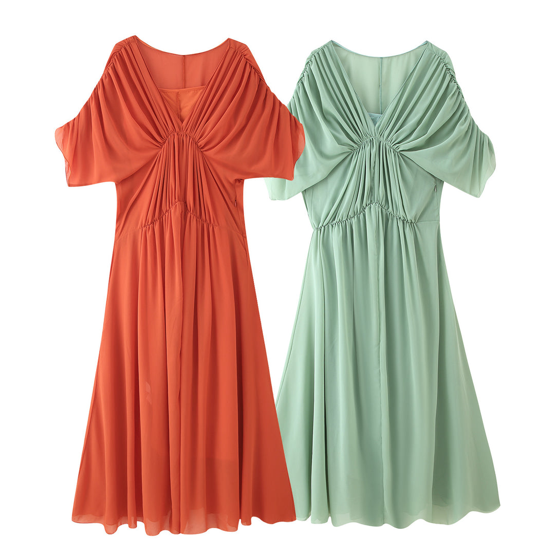 Maxi dress for women with a fluid and elegant draped silhouette Lune London