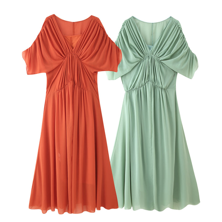 Maxi dress for women with a fluid and elegant draped silhouette Lune London