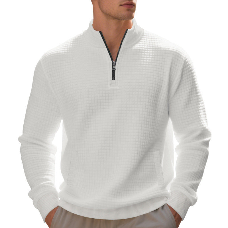 Sporty pullover for men with zipper and textured surface Lune London