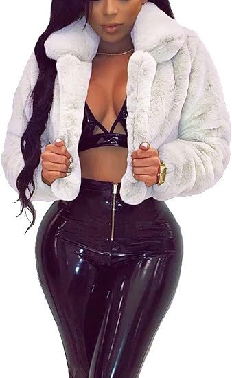 Ladies Luxury Faux Fur Jacket in an Elegant Cropped Design Lune London