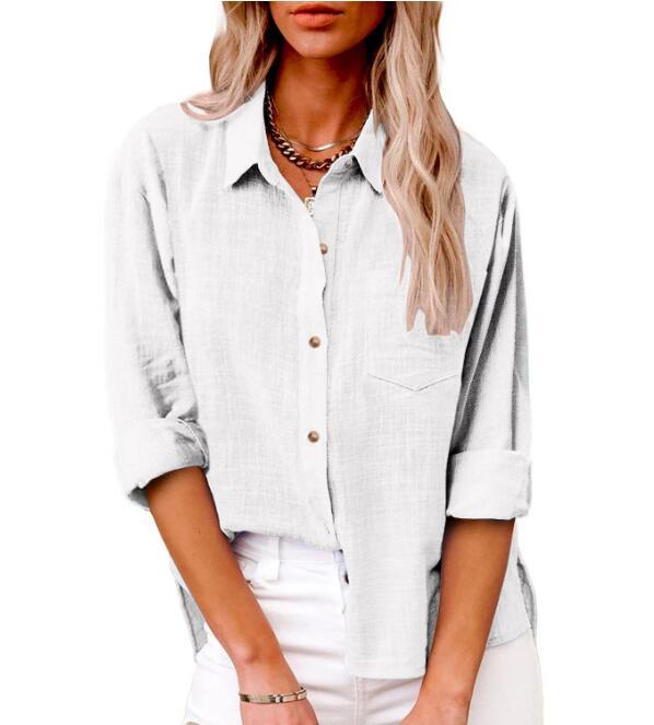 Casual linen blouse for women with short sleeves and button details Lune London