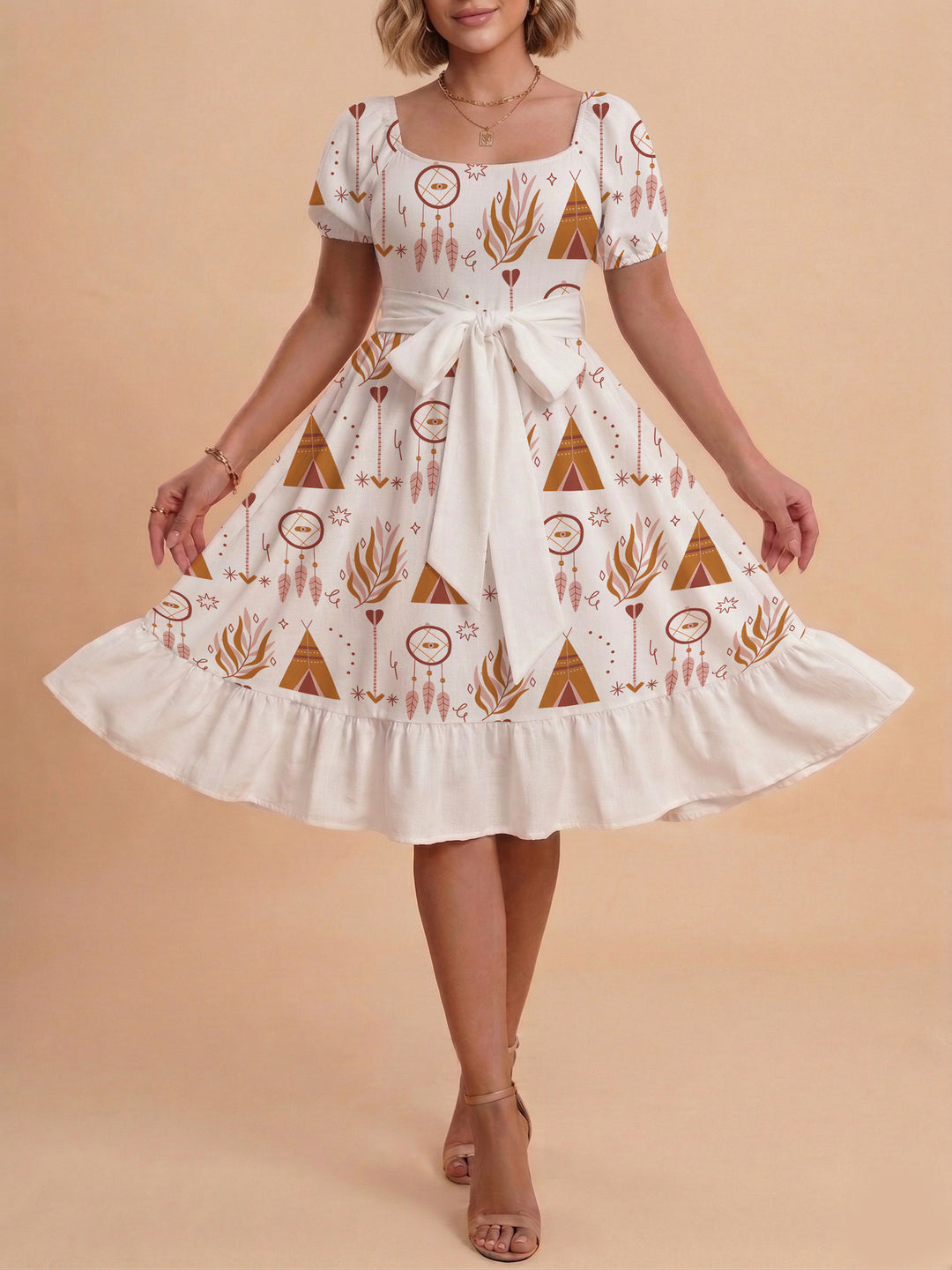 Women's dress with tailored fit and playful floral pattern Lune London