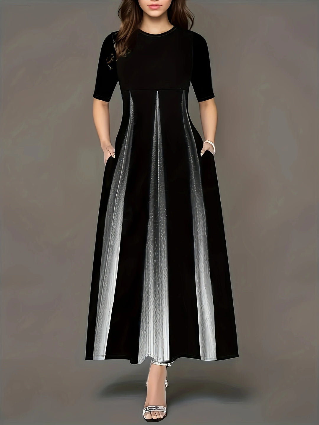 Maxi dress for ladies with elegant side pockets and luxurious shine Lune London