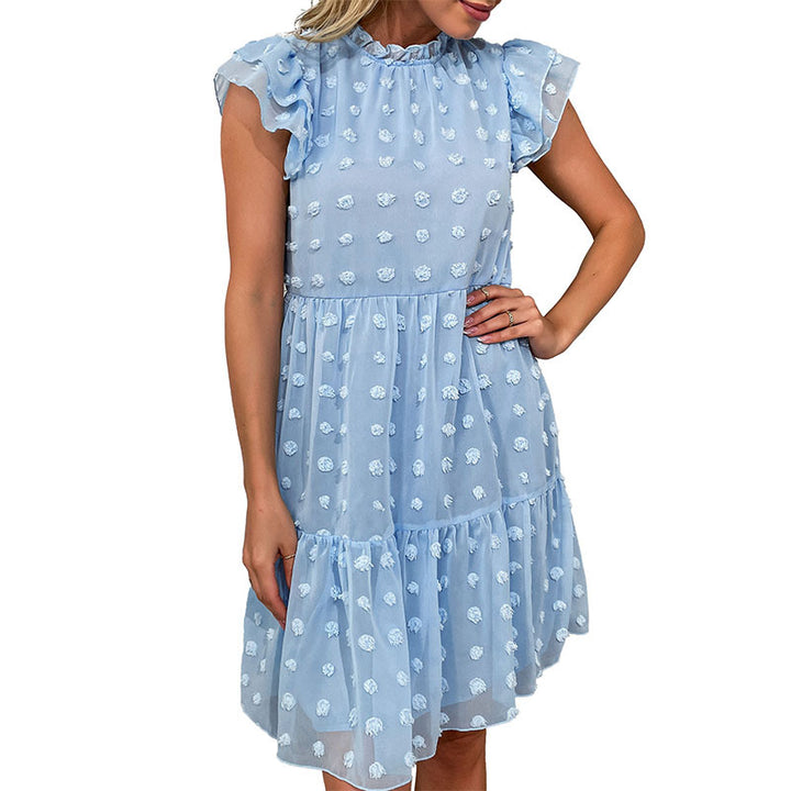 Casual A-line dress with puff sleeves for ladies Lune London