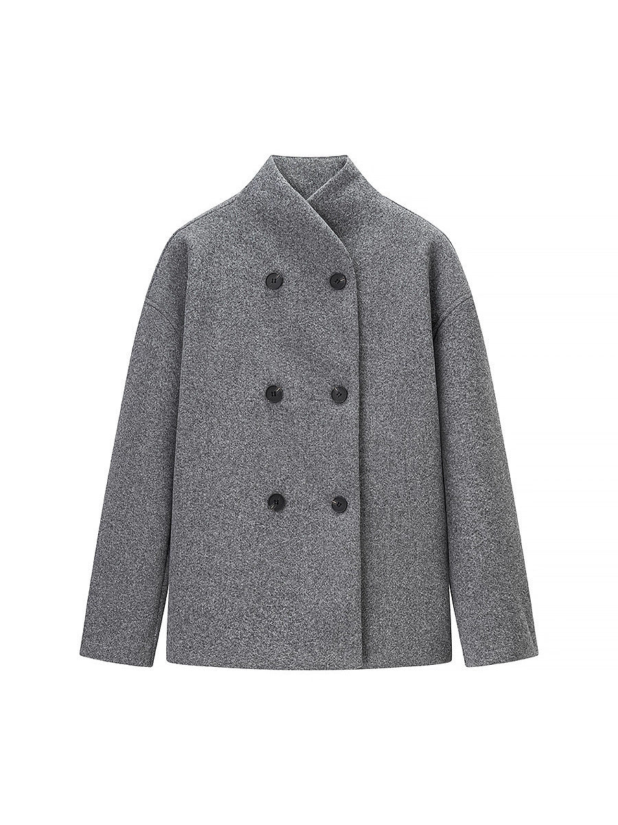 Elegant winter jacket for women with double-breasted buttons and high collar Lune London