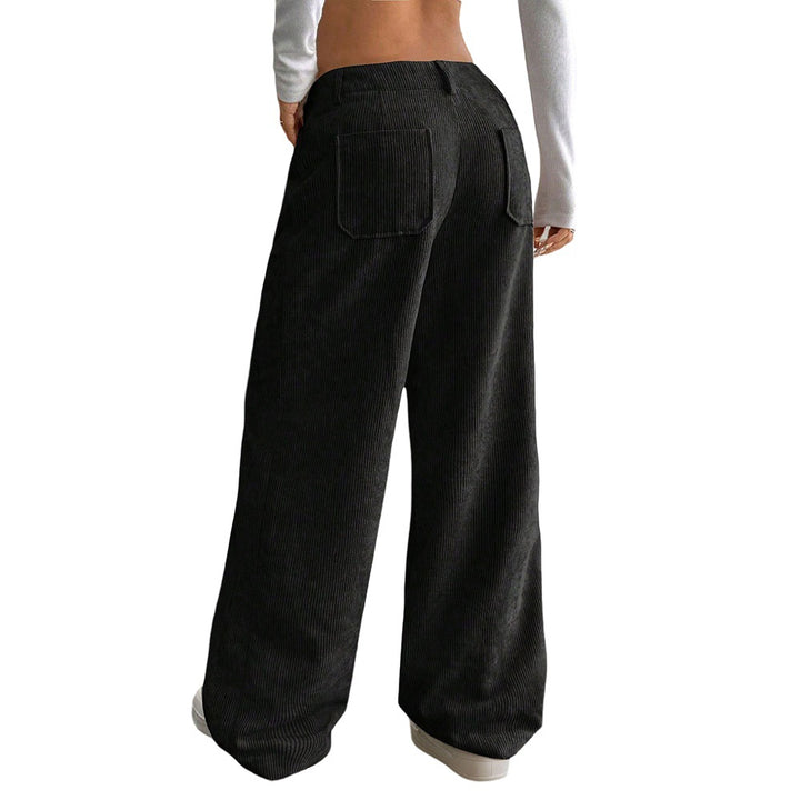 Pantalon large en velours côtelé pour femmes avec poches et taille haute Chic & Stil