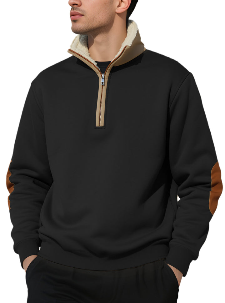 Fleece sweater for men with a high collar and stylish contrasting details Lune London