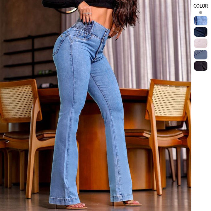 Women's Flared Jeans with High Waist and Fitted Cut Lune London