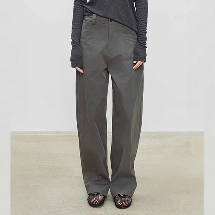 Pantalon large taille haute pour femmes en tissu texturé Chic & Stil
