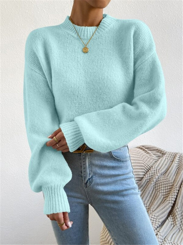 Loose knit sweater for women with high collar and textured design Lune London