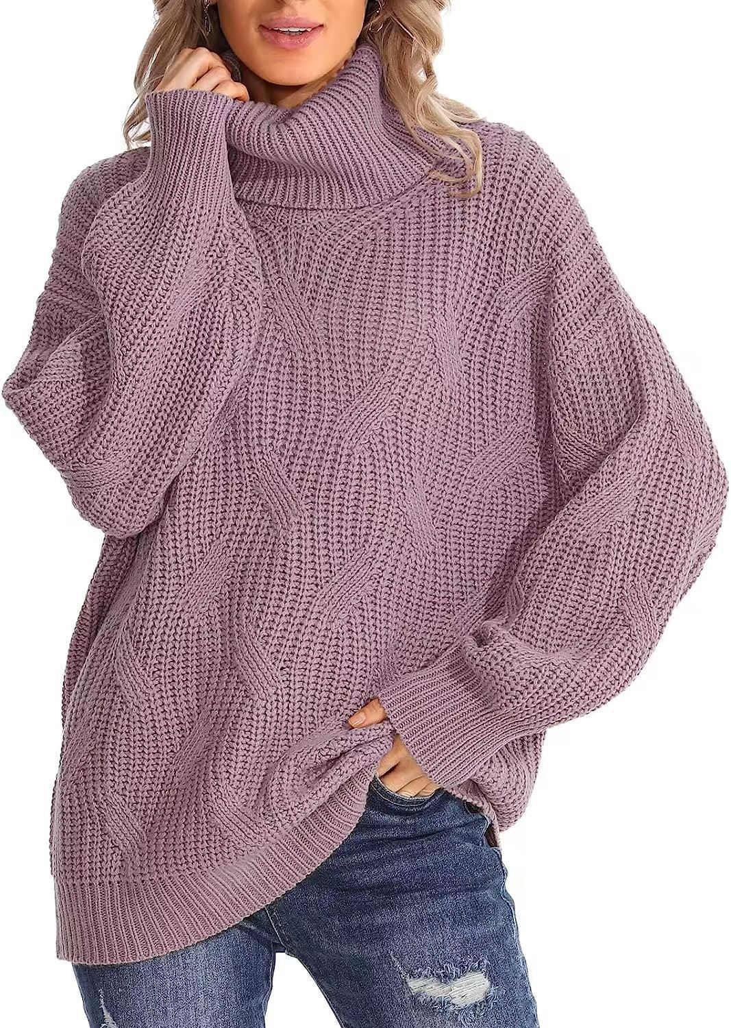 Oversized knitted sweater for women with high neck Lune London