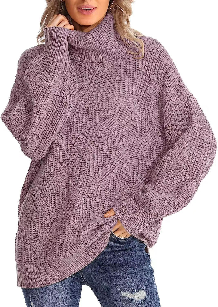 Oversized knitted sweater for women with high neck Lune London