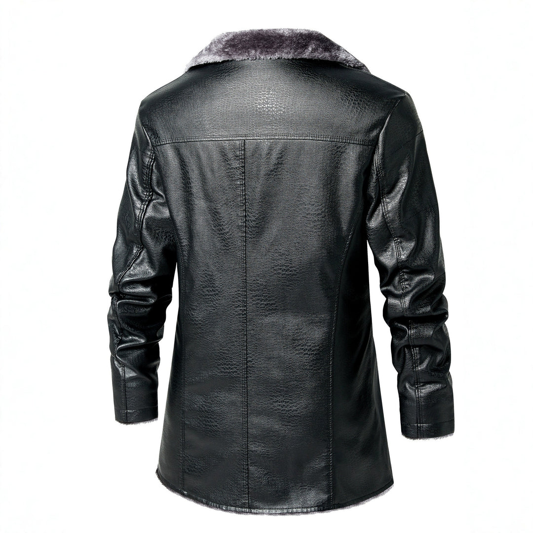 Men's synthetic leather jacket with luxurious fleece lining Lune London