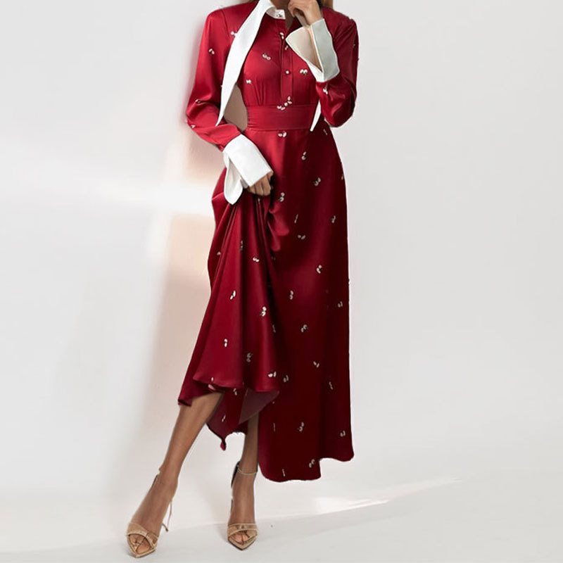 Maxi dress for ladies with elegant layered jacket and delicate embellishments Lune London