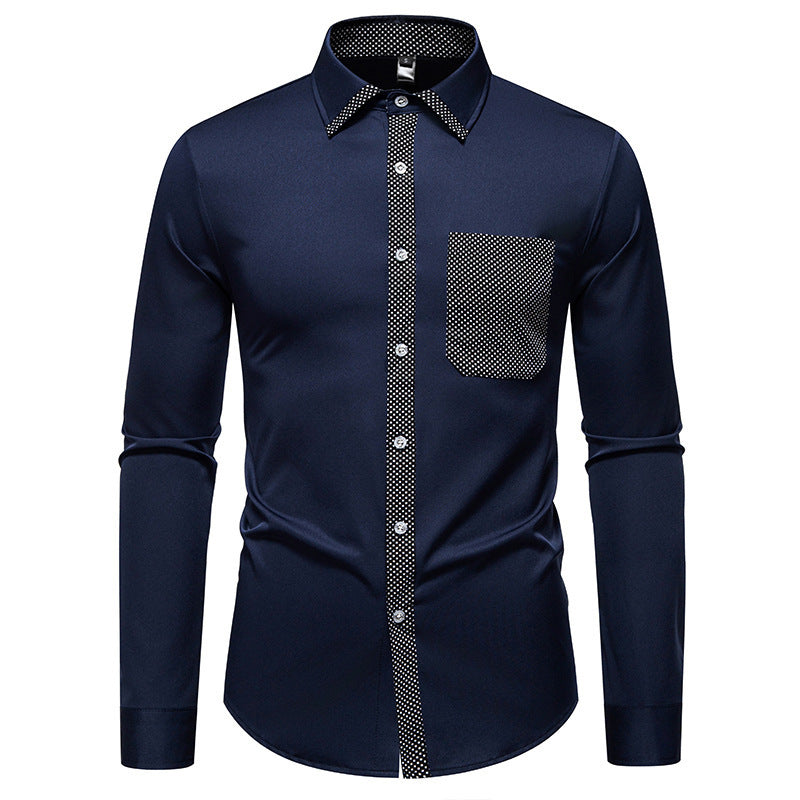 Long sleeve shirt for men with contrasting collar and trendy chest pocket Lune London