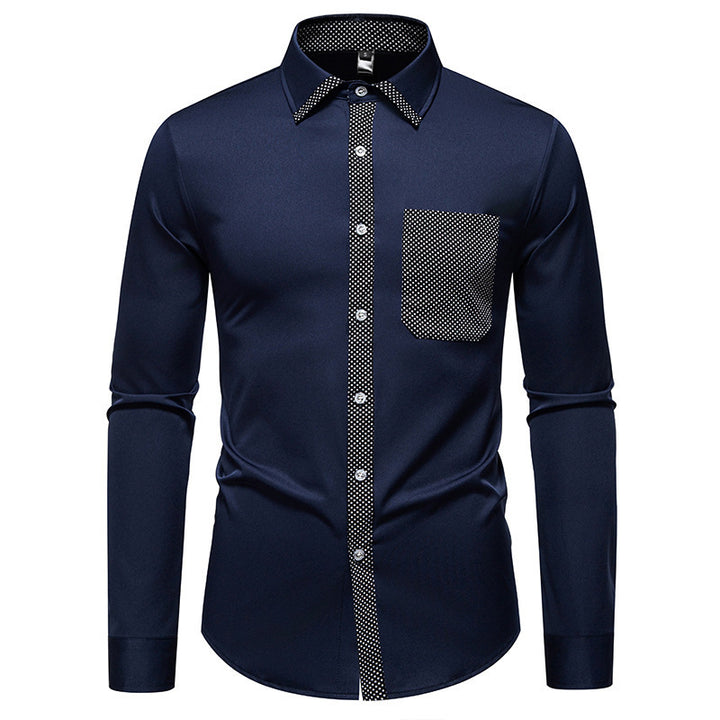Long sleeve shirt for men with contrasting collar and trendy chest pocket Lune London