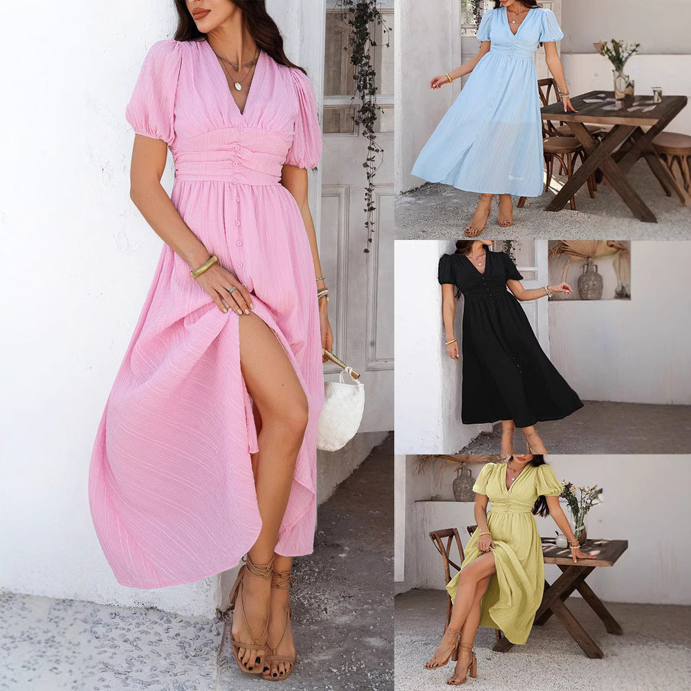 Elegant maxi dress with buttons for women Lune London