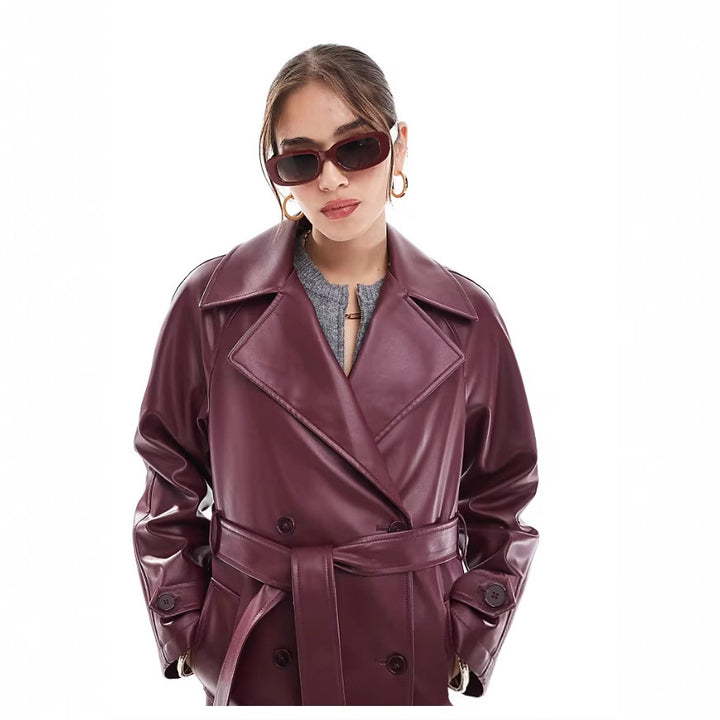 Lune London vegan leather fashion trench coat for women