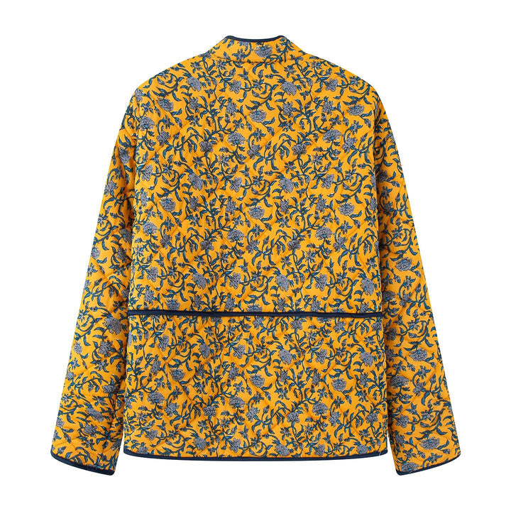 Exceptional women's quilted coat with floral patterns and practical pockets Lune London