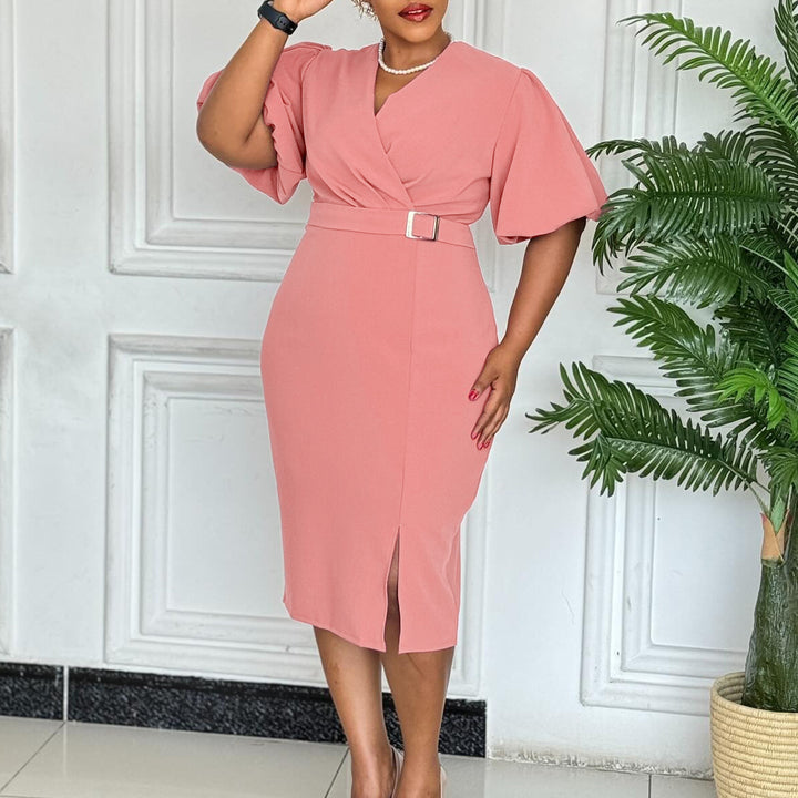 Wrap dress for women with elegant buckle accentuated Lune London